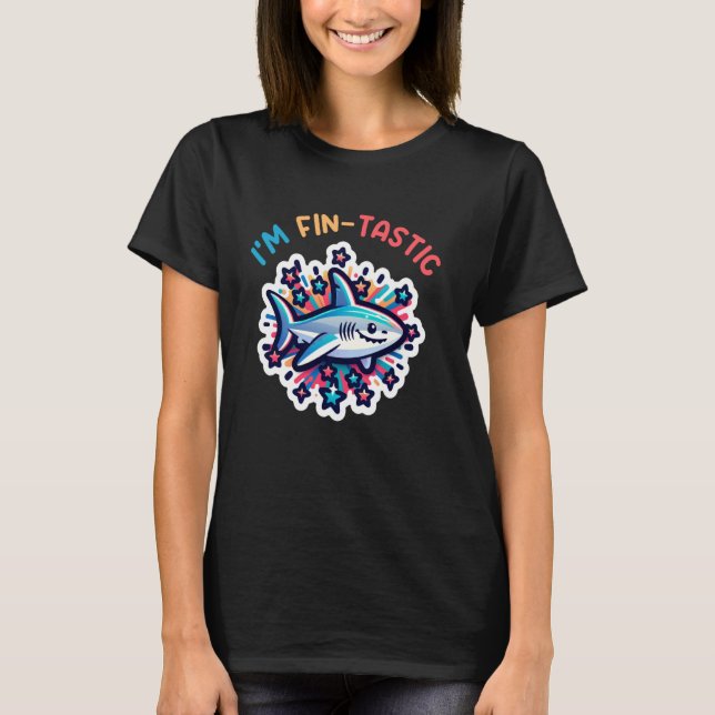 Cooler Hai ich bin fintastischer Strand Funny Shar T-Shirt (Vorderseite)