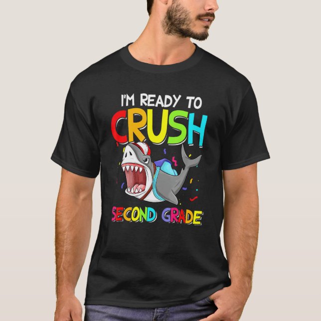 Cooler Hai im ready crush Zweite Klasse T-Shirt (Vorderseite)