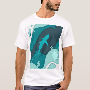 Cooler Hai- und Schildkröten-Abstraktkunst T-Shirt