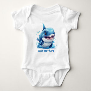 Cooler Haifisch am Strand Text hinzufügen Baby Strampler