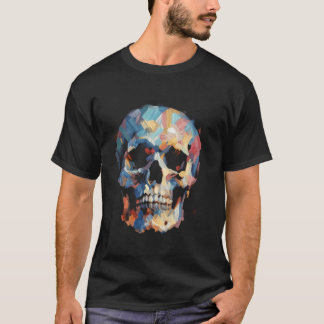 Cooler Halloween-Schädel im impressionistischen Ar T-Shirt