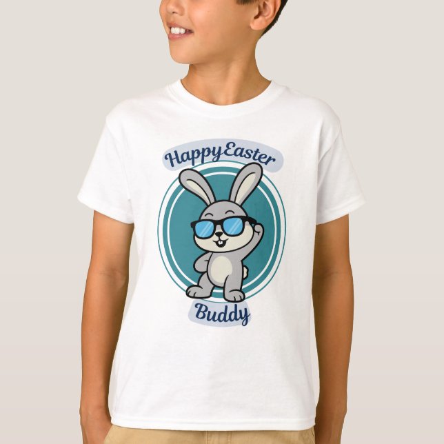 Cooler Hase Happy Easter Buddy T-Shirt (Vorderseite)