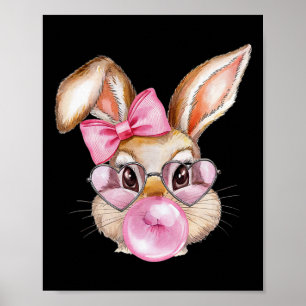 Cooler Hase Osterhase Mit Kaugummi Rosa Sonnenbril Poster