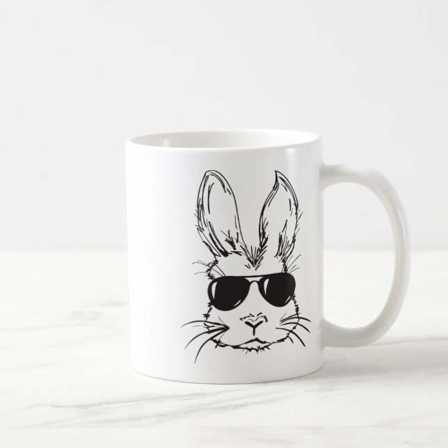 Cooler Hasen Gesicht Frohe Ostern Eierjagd für Jun Kaffeetasse (Rechts)