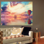 Cooler Heißluftballon Sunrise Aquamariner Peach Go Leinwanddruck<br><div class="desc">Viele Heißluftballons heben sich bei Sonnenaufgang ab, wenn die Temperaturen und das Wetter am sichersten und manchmal am spektakulärsten sind. Dieses Design verfügt über einen Single Heißluftballon, der in einen prächtigen Blau-, Pfirsich-, Gold- und Orangensonnenaufgang treibt, wobei das darunter liegende Wasser jede schöne Farbe widerspiegelt. Dieses Design ist mit freundlicher...</div>
