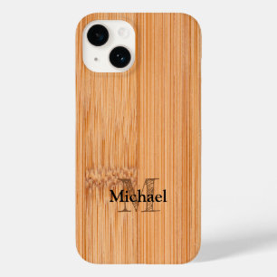 Cooler hellbrauner Bambusholzprint Monogram Case-Mate iPhone 14 Hülle