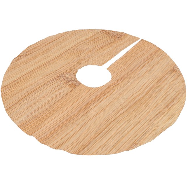 Cooler, hellbrauner Bambusholzprint Polyester Weihnachtsbaumdecke (Schrägansicht)