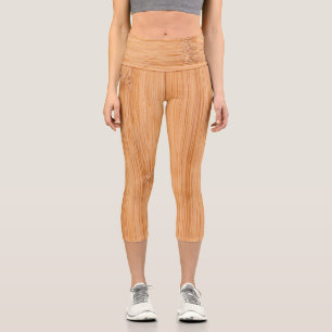 Cooler hellbrauner Bambusprint Capri Leggings