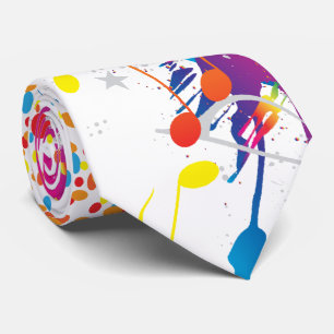 Cooler, hellfarbener Paint-Spritzer und Musiknoten Krawatte
