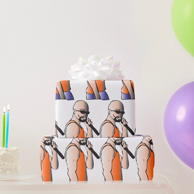 Cooler Hip Hop Bald Typ Singer mit Mikrofon Geschenkpapier (Von Creator hochgeladen)