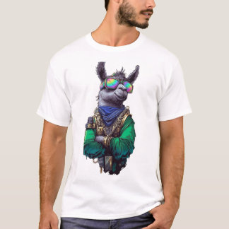 Cooler Hip-Hop-Lama mit Sonnenbrille & Streetwear  T-Shirt