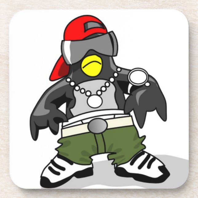 Cooler Hip Hop Penguin Getränkeuntersetzer (Vorderseite)