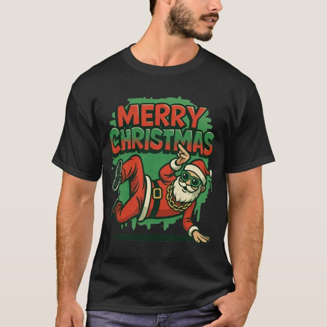 Cooler Hip Hop Santa Graffiti Weihnachtsbäcker T-Shirt (Vorderseite)