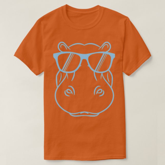 Cooler Hippopotamus Niedlich Hippo W Sonnenbrille  T-Shirt (Design vorne)