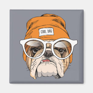 Cooler Hipster Bulldog Magnet