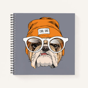 Cooler Hipster Bulldog Notizbuch
