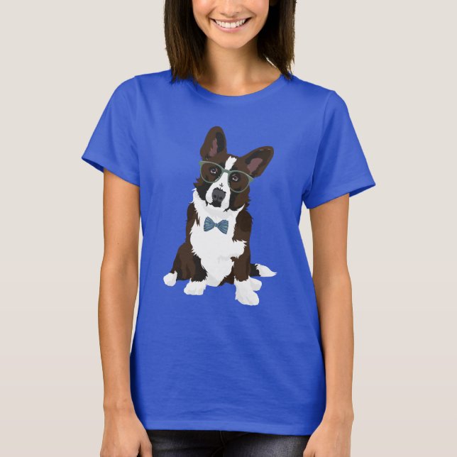 Cooler Hipster Cardigan Welsh Corgi für Hundefreun T-Shirt (Vorderseite)
