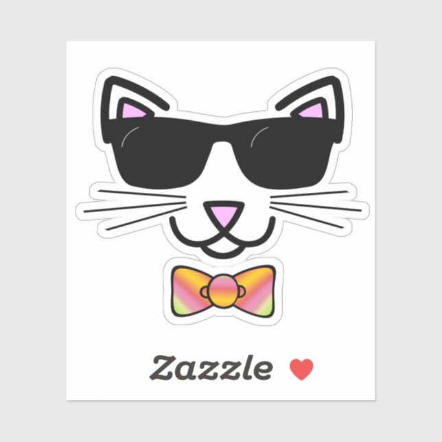 Cooler Hipster Cat Bow Krawatte Aufkleber (Blatt)
