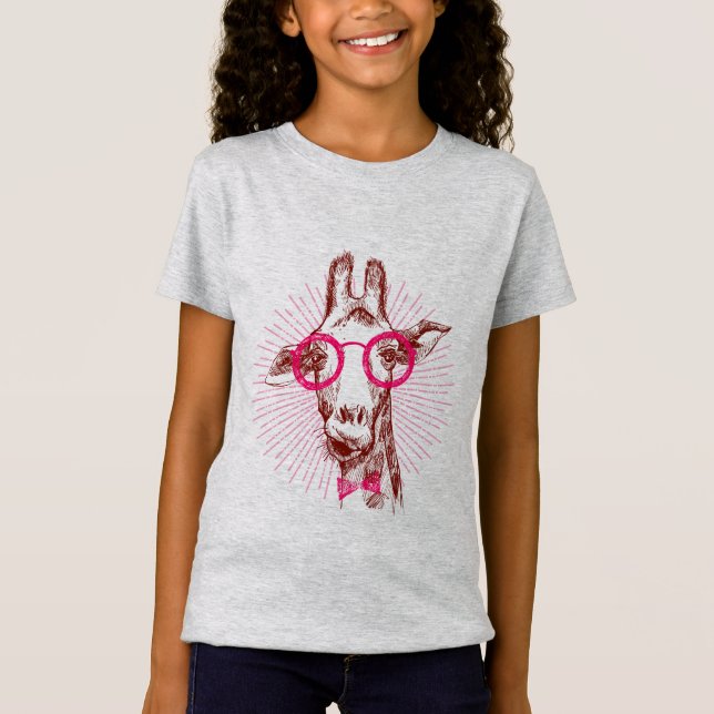 Cooler Hipster-stilvolle Giraffe T-Shirt (Vorderseite)