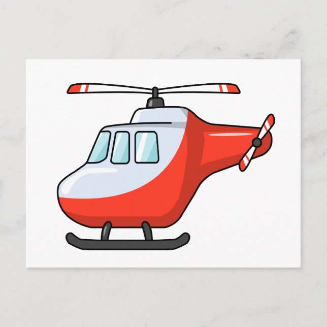 Cooler Hubschrauber in Rot und Weiß Cartoon Postkarte (Vorderseite)