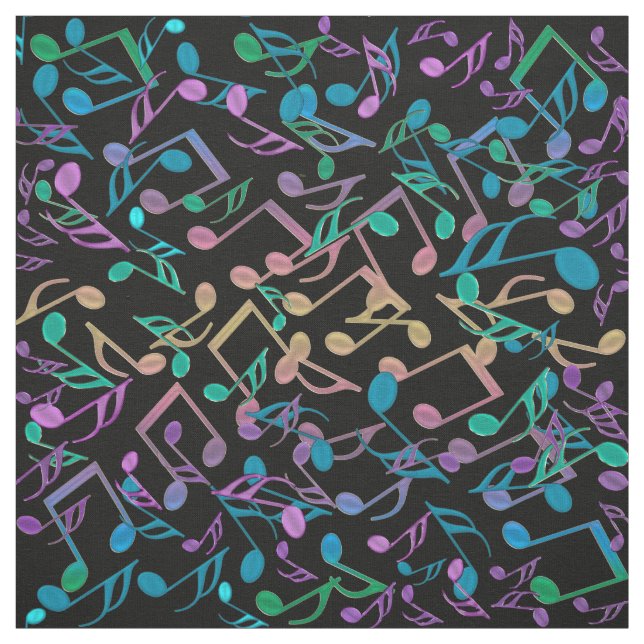 Cooler Hued Musiknoten-buntes schwarzes Gewebe Stoff (Muster)