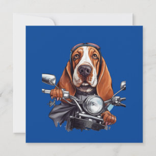 Cooler Hund-Biker, süßer Basset Hound-Hund-Fahrer Einladung