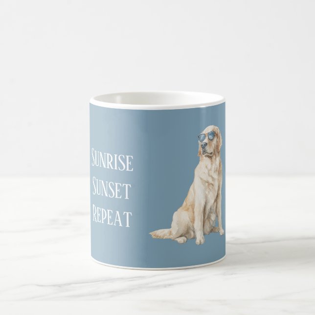 Cooler Hund Blaue Sonnenbrille Kaffeetasse (Mittel)