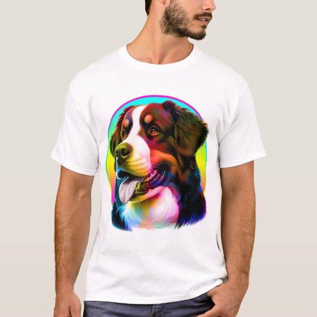 COOLER HUND BUNTER REGENBOGEN T-Shirt (Vorderseite)