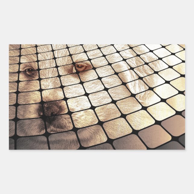 Cooler Hund Digitale Kunst Rechteckiger Aufkleber (Vorderseite)