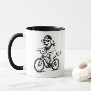 Cooler Hund fährt Fahrrad Becher Tasse