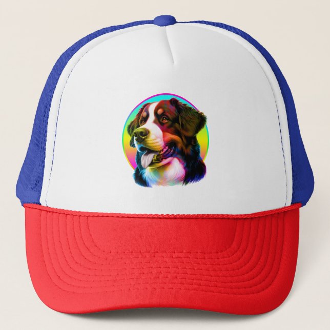 COOLER HUND FARBFARBENER RAINBOIN TRUCKERKAPPE (Vorderseite)