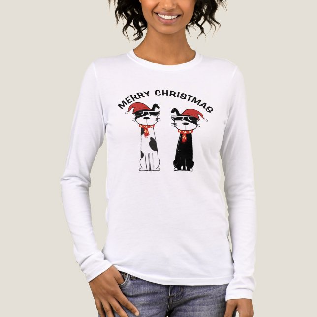 Cooler Hund Frohe Weihnachten Tri-Blend Shirt (Vorderseite)