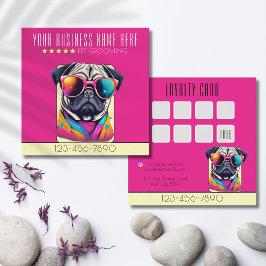 Cooler Hund Grooming stylische Mops Hund Loyalität Quadratische Visitenkarte