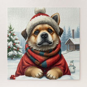 Cooler Hund in Preppy Winter Attraktion und Hat Wi Puzzle