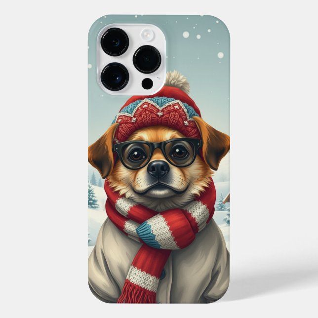 Cooler Hund in Preppy Winterkleid und Hut iPhone Hülle (Rückseite)