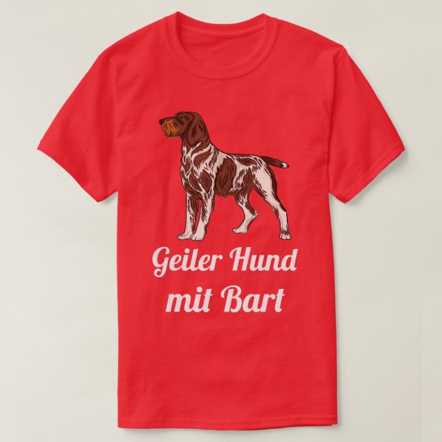 Cooler Hund mit Bart Junting Hunde L T-Shirt (Design vorne)
