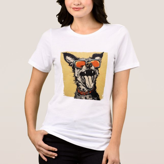 Cooler Hund mit Brille - POP ART Tri-Blend Shirt (Vorderseite)