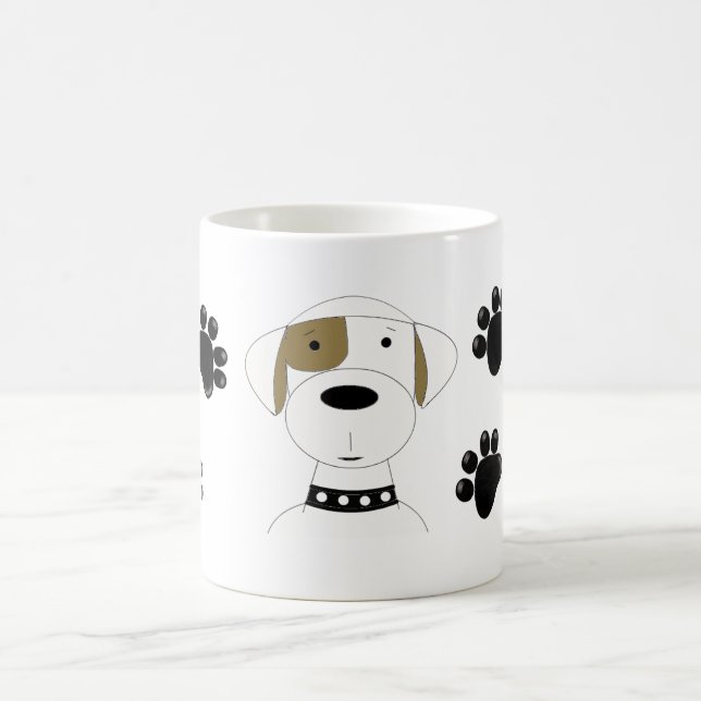 Cooler Hund mit Paw Prints Tasse (Mittel)
