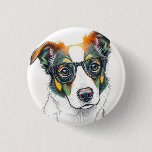 Cooler Hund mit Sonnenbrille Button