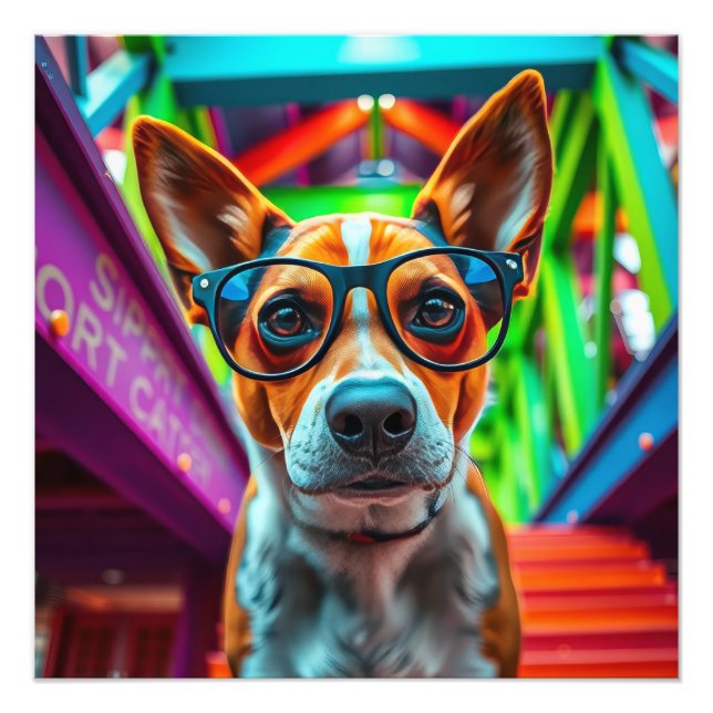 Cooler Hund mit Sonnenbrille Fotodruck (Vorne)
