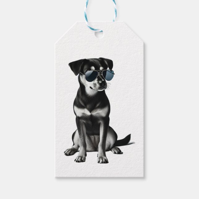 Cooler Hund mit Sonnenbrille Geschenkanhänger (Vorderseite)