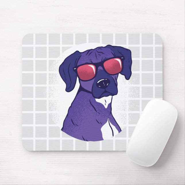 Cooler Hund mit Sonnenbrille Gitter-Mauspad Mousepad (Mit Mouse)