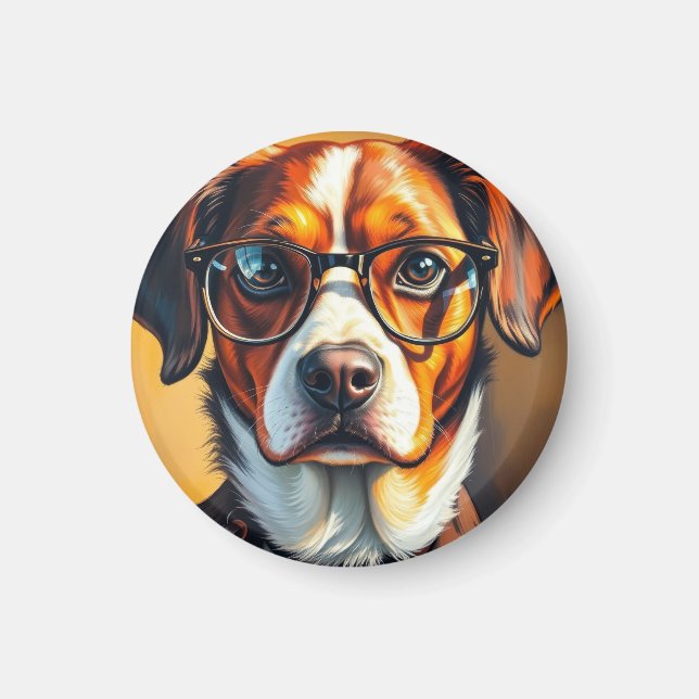 Cooler Hund mit Sonnenbrille Magnet (Vorne)