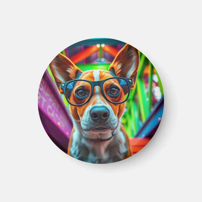Cooler Hund mit Sonnenbrille Magnet (Vorne)