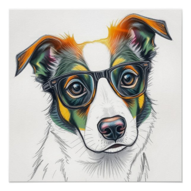 Cooler Hund mit Sonnenbrille Poster (Vorderseite)