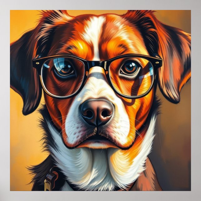 Cooler Hund mit Sonnenbrille Poster (Vorne)