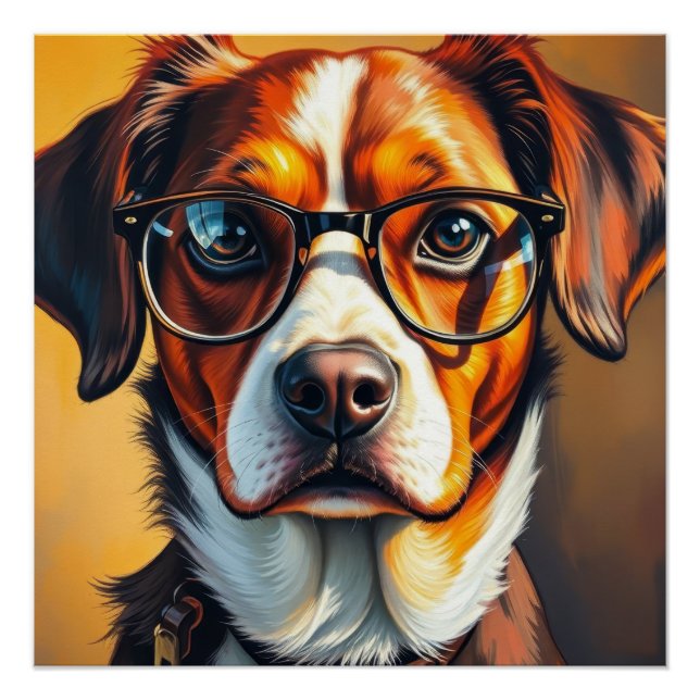 Cooler Hund mit Sonnenbrille Poster (Vorderseite)