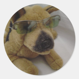 Cooler Hund mit Sonnenbrille Runder Aufkleber