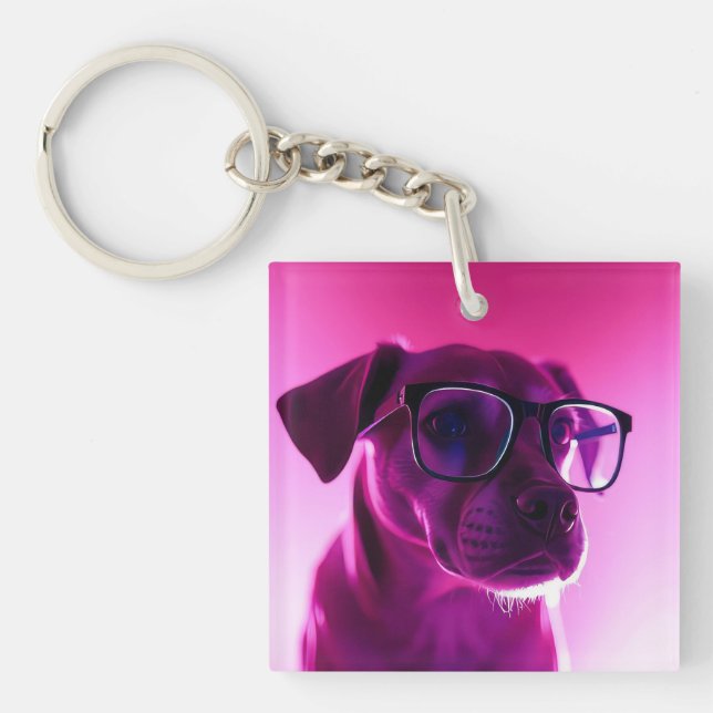 Cooler Hund mit Sonnenbrille Schlüsselanhänger (Vorderseite)