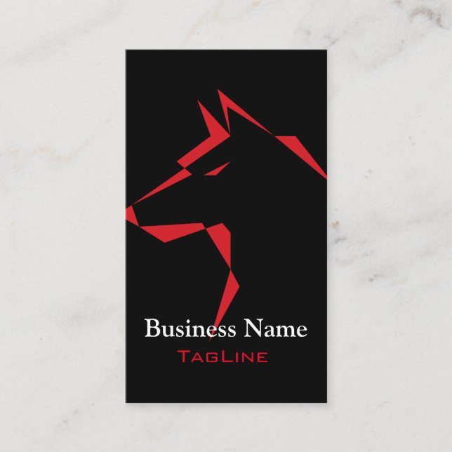 cooler Hund Red auf Black Business Card Visitenkarte (Vorderseite)
